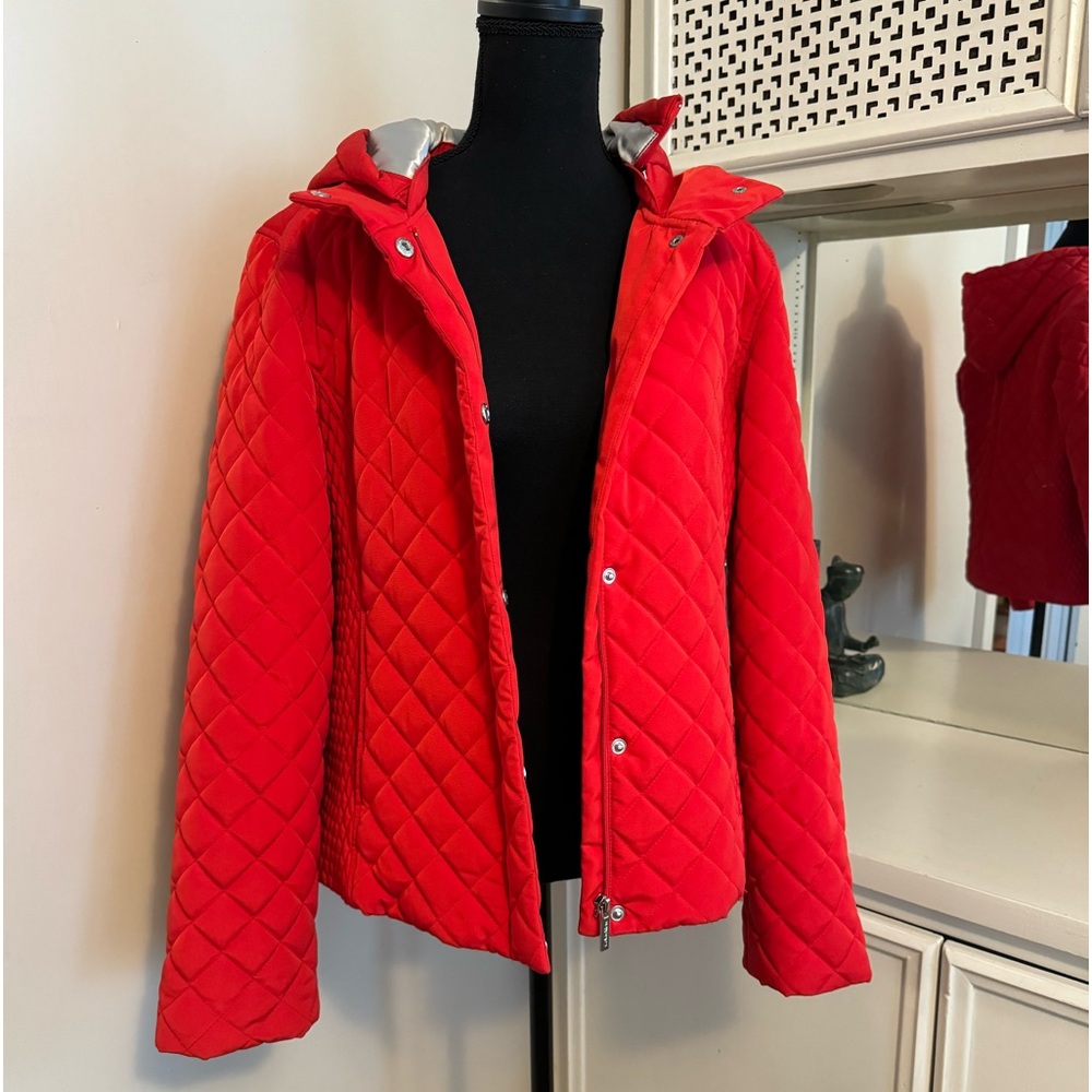 Calvin Klein Quilted Red Jacket Women Large